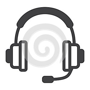 Headphones line icon, call center and website