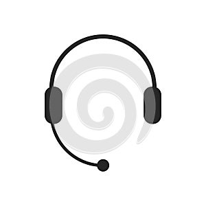 Headphones with microphone, headset icon. Support, Call center, Customer service symbol. Chat sign