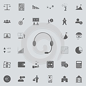 headphones with microphone icon. Detailed set of Finance icons. Premium quality graphic design sign. One of the collection icons f