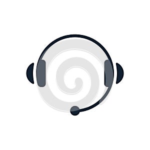 Headphones minimal icon with microphone