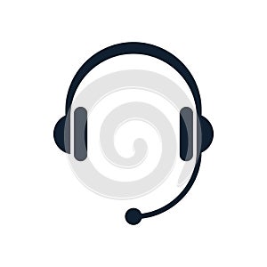 Headphones minimal icon with microphone