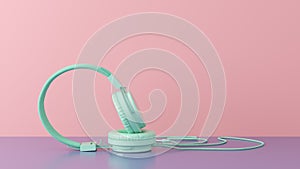 Headphones, music headset. Modern pastel colors design