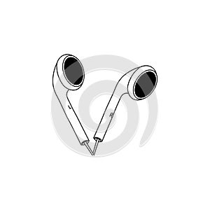 Headphones pair black sign icon. Vector illustration eps 10