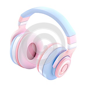 Headphones in pastel colors, isolated on transparent background, modern gadgets concept, volume 3d isometric illustration, photo