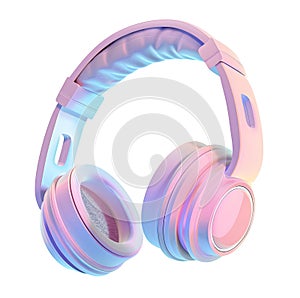 Headphones in pastel colors, isolated on transparent background, modern gadgets concept, volume 3d isometric illustration, photo