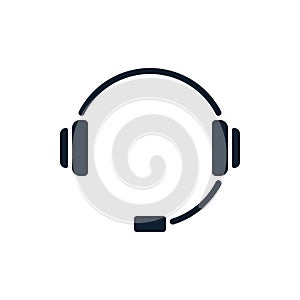 Headphones simple icon with microphone