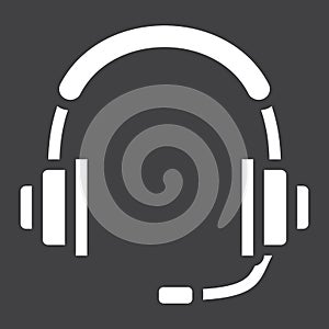 Headphones solid icon, call center and website