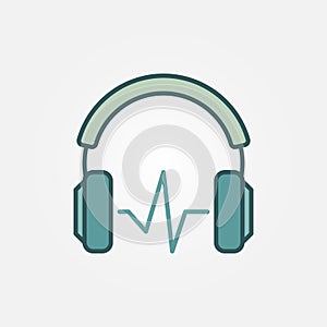 Headphones with sound wave vector colored symbol or icon