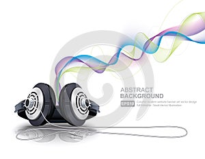 Headphones with sound waves vector stock illustration