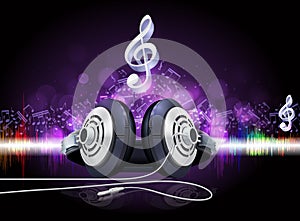 Headphones with sound waves vector stock illustration