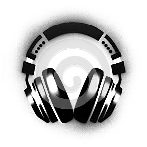 headphones in stencil-art style,black and white