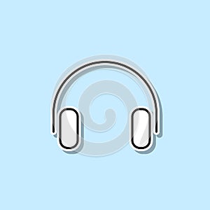 Headphones sticker icon. Simple thin line, outline vector of web icons for ui and ux, website or mobile application