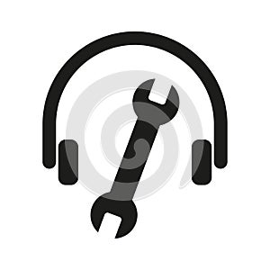 Headphones tuning wrench interface icon. Vector illustration. EPS 10.