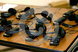 Headphones used for simultaneous translation equipment photo