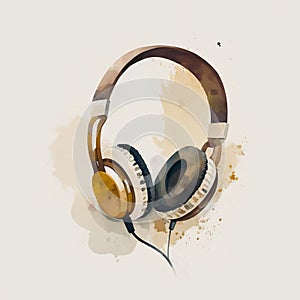 Headphones on watercolor background. Vector illustration. Eps 10.