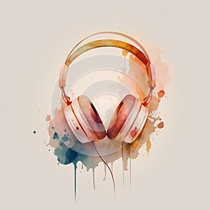 Headphones with watercolor splashes. Vector illustration. Eps 10