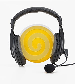 Headphones yellow circle