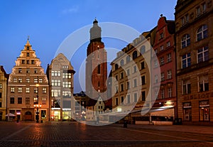 wroclaw, copper engraver\'s house, town square photo