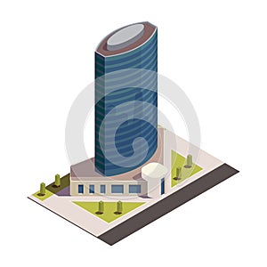 Headquarters Skyscraper Isometric Composition
