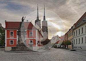 monument of jan nepomucen on the church square in wroclaw photo