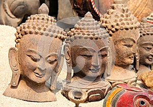 Heads of buddha at one of the local market