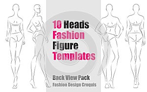 10 Heads Fashion Figure Templates - Back View Pack photo
