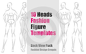 10 Heads Fashion Figure Templates - Back View Pack photo