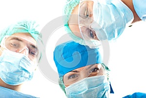 Heads of surgeons in operation