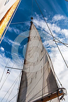 Headsail against blue skies