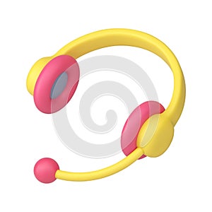 Headset call center customer support assistance service hotline helpdesk 3d icon realistic vector