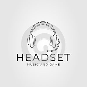 headset or earphone line art logo vector illustration design.