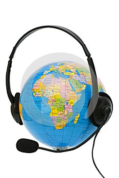Headset on globe