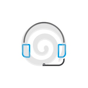 Headset line icon, support outline vector logo, linear pictogram