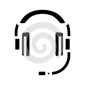 headset microphone hybrid work glyph icon vector illustration