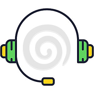 Headset with microphone icon flat vector isolated