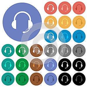 Headset with microphone round flat multi colored icons