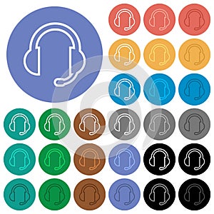 Headset with microphone round flat multi colored icons
