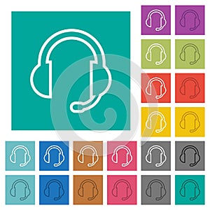 Headset with microphone square flat multi colored icons