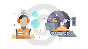 Headset operator: digital interface, customer support, communication services, vector design Generative AI