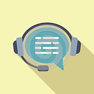 Headset support chat online icon flat vector. Contact help