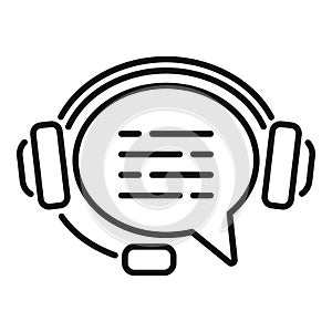 Headset support chat online icon outline vector. Contact help