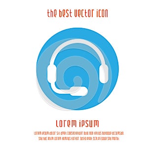 Headset vector icon eps 10. Headphone and microphone simple isolated illustration