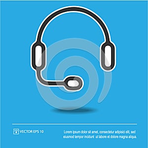 Headset vector icon eps 10. Headphone and microphone simple isolated illustration