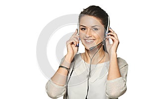 Headset woman call center operator