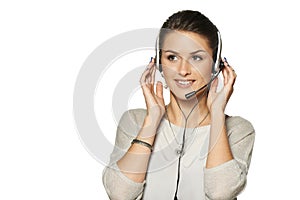 Headset woman call center operator