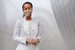 Headshot of an african american businesswoman, CEO, finance, law, attorney, legal, representative photo