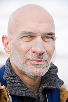 Headshot of a bald man photo