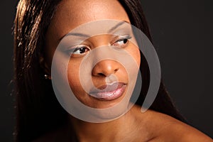 Headshot of beautiful serene black woman