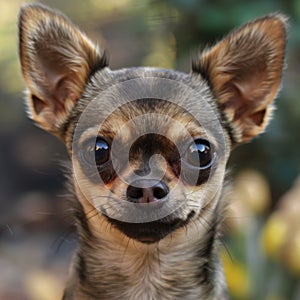 Headshot of a chihuahua dog looking at camera