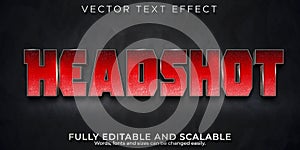 Headshot cinema text effect, editable red and metallic text style